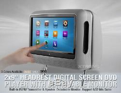 2020 Gray Dual 9 Digital Touchscreen Headrest LCD Car Monitor DVD Player Usb