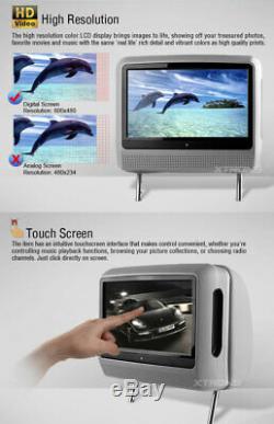 2020 Gray Dual 9 Digital Touchscreen Headrest LCD Car Monitor DVD Player Usb