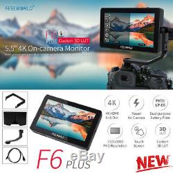 Black FEELWORLD F6 PLUS 5.5 IPS Touch Screen Monitor Video DSLR Camera Monitor