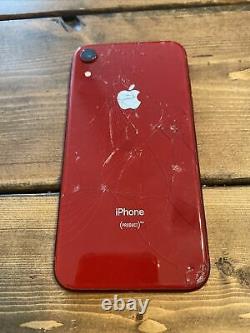 CRACKED SCREEN & BACK Apple iPhone XR RED Bad Lcd AS IS see details