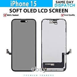For iPhone 15 LCD Soft OLED 3D Display Touch Screen Digitizer Assembly Black