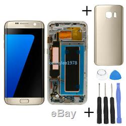 Für Samsung Galaxy S7 Edge SM-G935F LCD Display Touch Screen Rahmen Gold + Cover