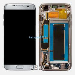 Für Samsung Galaxy S7 Edge SM-G935F LCD Display Touch Screen Rahmen Silber+Cover