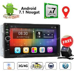 Head Unit Android 7.1 WIFI 7 LCD 2DIN Car Radio Stereo Player GPS SAT Nav CAM E