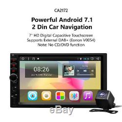 Head Unit Android 7.1 WIFI 7 LCD 2DIN Car Radio Stereo Player GPS SAT Nav CAM E