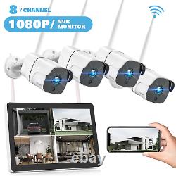 TOGUARD 12 NVR 8CH Monitor Wireless Home Outdoor Security System IR NightVision