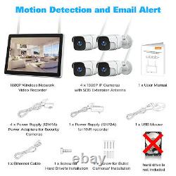 TOGUARD 12 NVR 8CH Monitor Wireless Home Outdoor Security System IR NightVision