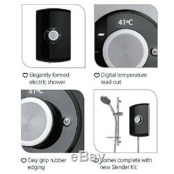 Triton Amore Gloss Black 9.5KW Electric Shower LCD Digital Touch Screen & Kit