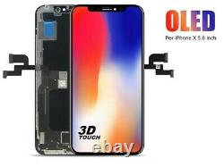 Vetro Schermo Display LCD + Touch Screen Nero Per Apple Iphone X 10 Oled Top
