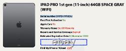 Apple Ipad Pro 11 Pouces 3ème Génération (64gb) Wifi (a1980) Dommages LCD Ios1398% Fmi-on