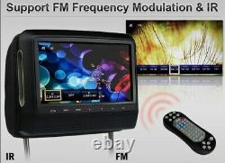Black Pair 9 Touch Écran Appuie-tête LCD Moniteur De Voiture DVD Usb Lecteur Pas D'écouteurs