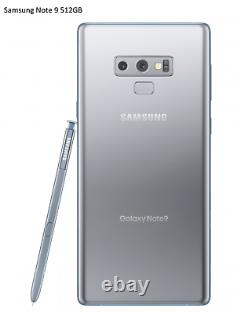Nouveau Samsung Galaxy Note 9 Argent 512 Go Android 6.4 LCD 12mp Smartphone Déverrouillé