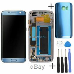 Pour LCD Samsung Galaxy S7 Bord G935f Écran + Écran Tactile + Cadre + Couvercle Bleu + Corail