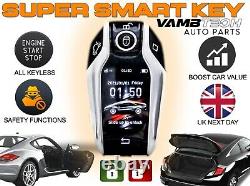 Smart Car Remote Key Intelligent Keyless Fonctions LCD Touch Screen Silver